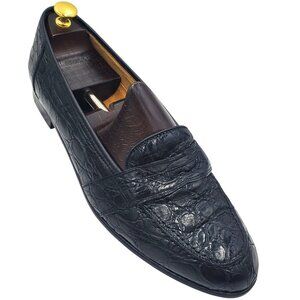 Italy Zelli Tuscany Men's size 13 Black Crocodile Leather Loafers Dress shoes